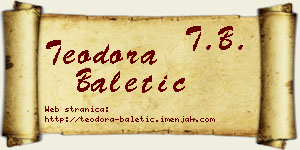 Teodora Baletić vizit kartica